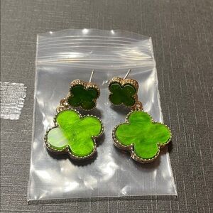 Green Clover Drop Earrings